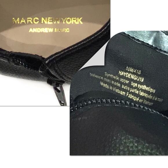 Marc NY Boots Bootie Women sz 10 NWOB Haydeng Vegan Gold Heel Classic Glam - Picture 3 of 8